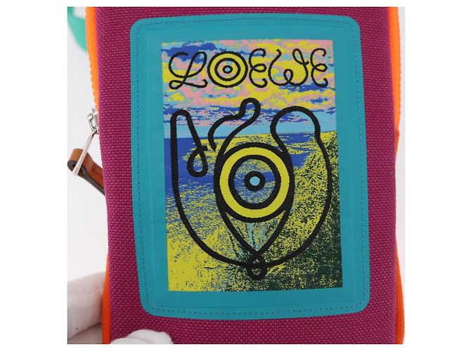 LOEWE Shoulder Pouch Shoulder Bag Canvas Multicolor Silver Auth bs35249M Argento Multicolore - vista 17