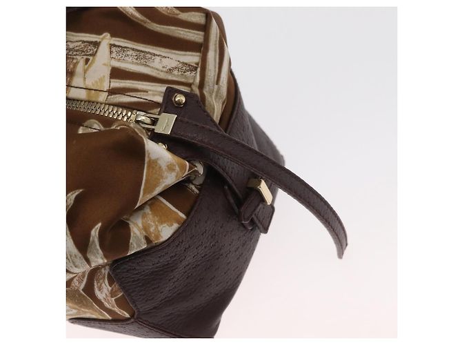 Borsa a mano Salvatore Ferragamo in raso marrone e oro Auth bs35300 D'oro - vista 14
