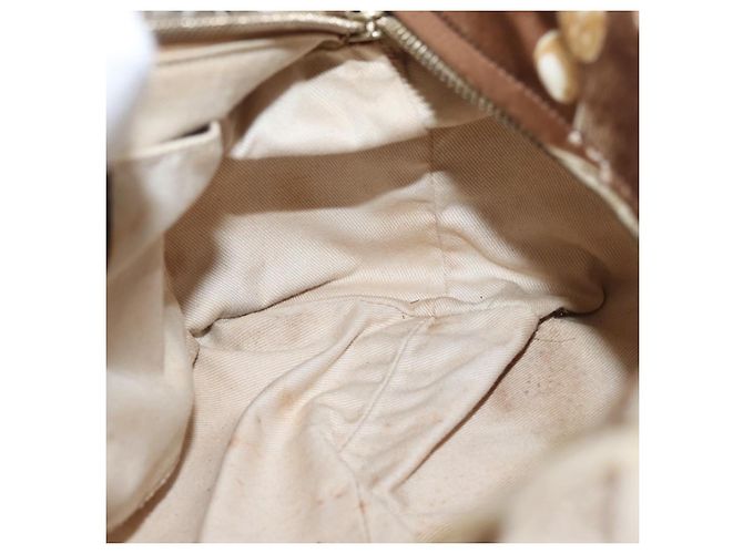 Borsa a mano Salvatore Ferragamo in raso marrone e oro Auth bs35300 D'oro - vista 17