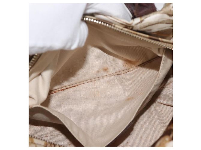 Borsa a mano Salvatore Ferragamo in raso marrone e oro Auth bs35300 D'oro - vista 19