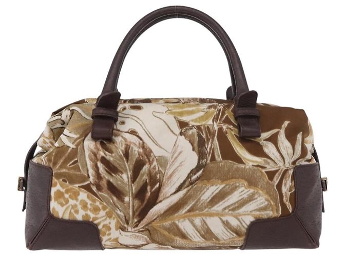 Borsa a mano Salvatore Ferragamo in raso marrone e oro Auth bs35300 D'oro - vista 3