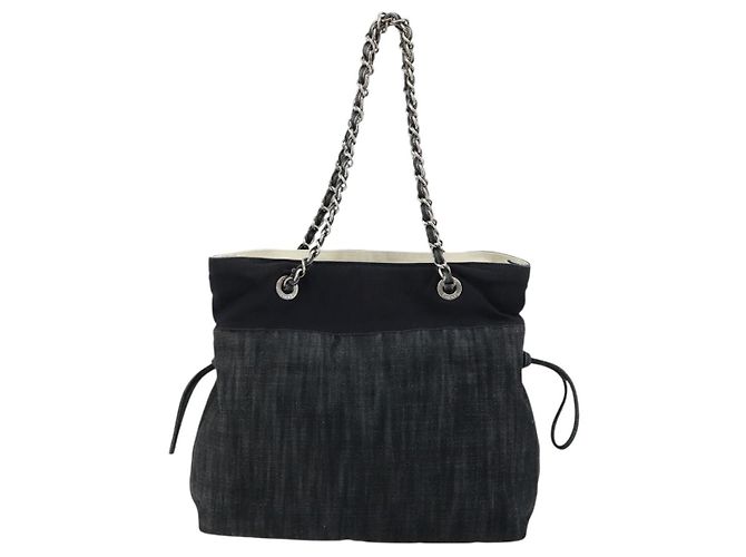 CHANEL COCO Mark Chain Shoulder Bag Denim Black Silver CC Auth 180492SAV Nero Argento - vista 3