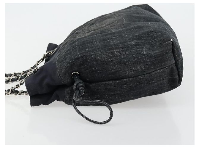 CHANEL COCO Mark Chain Shoulder Bag Denim Black Silver CC Auth 180492SAV Nero Argento - vista 5
