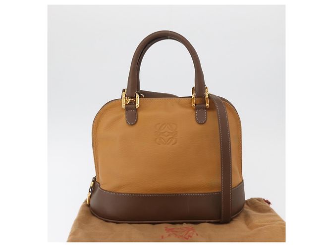 Borsa a mano LOEWE Anagram in pelle 2way Marrone Oro Auth 180138A D'oro - vista 12
