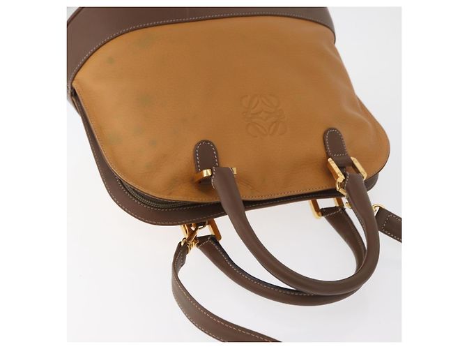 Borsa a mano LOEWE Anagram in pelle 2way Marrone Oro Auth 180138A D'oro - vista 7