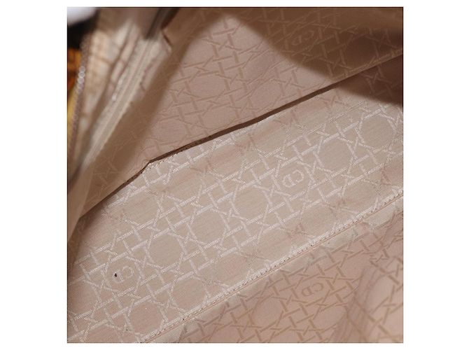 Borsa Christian Dior Canage Lady Dior Nylon 2way Khaki Gold Auth 179698 D'oro Cachi - vista 19