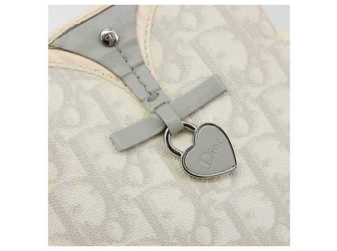 Christian Dior Trotter Canvas Romantic Tasche PVC Weiß Silber Auth 180282A - Ansicht 14