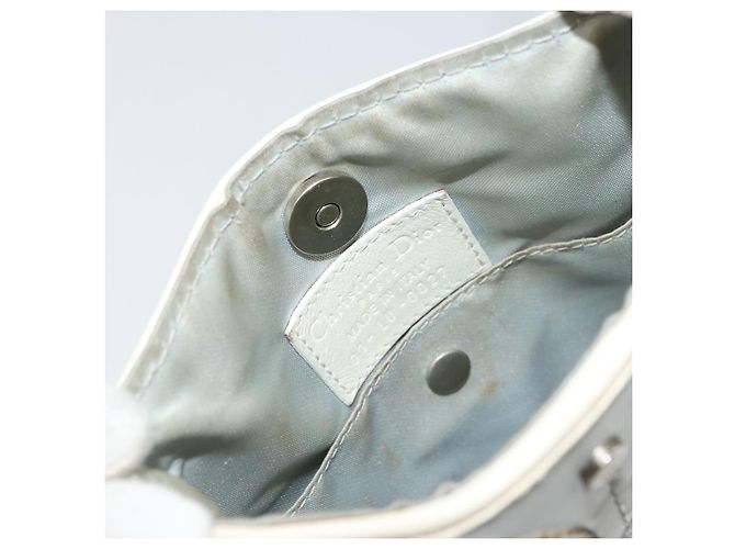 Christian Dior Trotter Canvas Romantic Tasche PVC Weiß Silber Auth 180282A - Ansicht 15