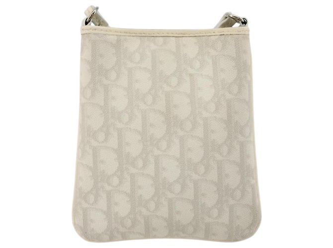 Christian Dior Trotter Canvas Romantic Tasche PVC Weiß Silber Auth 180282A - Ansicht 3