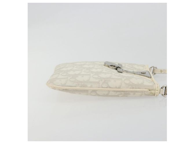Christian Dior Trotter Canvas Romantic Tasche PVC Weiß Silber Auth 180282A - Ansicht 4