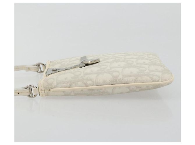 Christian Dior Trotter Canvas Romantic Tasche PVC Weiß Silber Auth 180282A - Ansicht 5