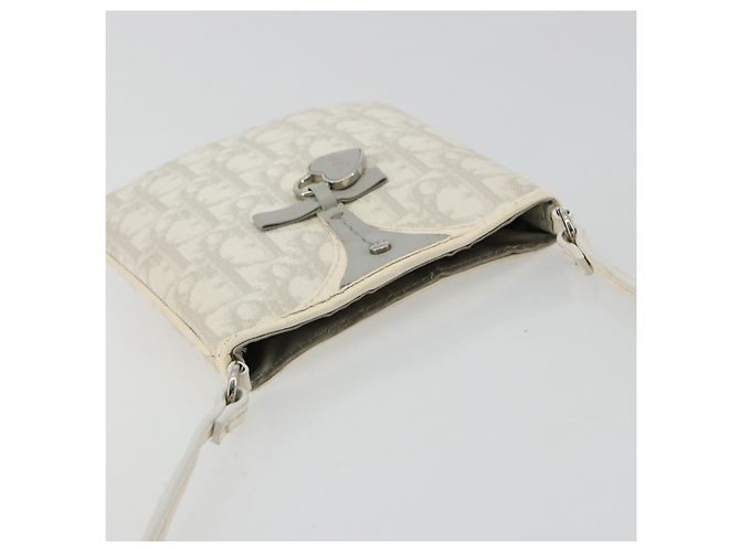 Christian Dior Trotter Canvas Romantic Tasche PVC Weiß Silber Auth 180282A - Ansicht 6