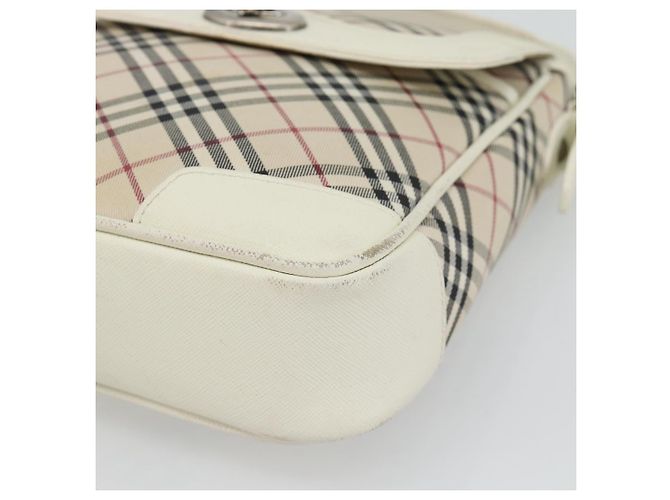 Borsa a Spalla BURBERRY Nova Check in Tela Avorio Argento Auth BA12921 Crudo - vista 10