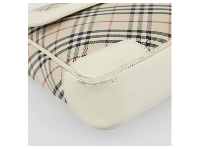 Borsa a Spalla BURBERRY Nova Check in Tela Avorio Argento Auth BA12921 Crudo - vista 11
