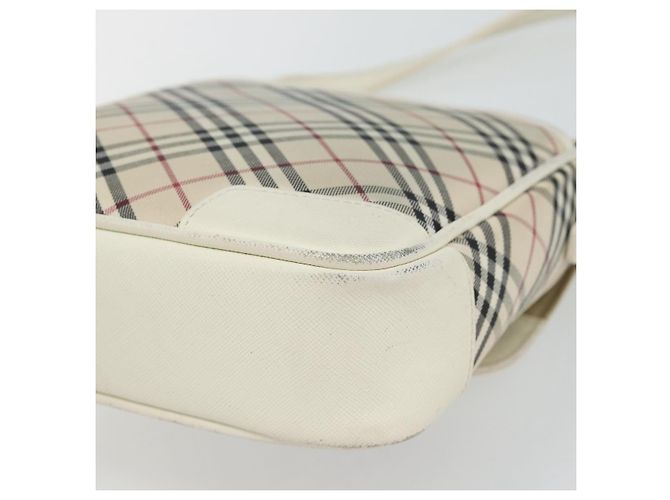 Borsa a Spalla BURBERRY Nova Check in Tela Avorio Argento Auth BA12921 Crudo - vista 12