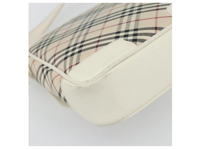 Borsa a Spalla BURBERRY Nova Check in Tela Avorio Argento Auth BA12921 Crudo - vista 13