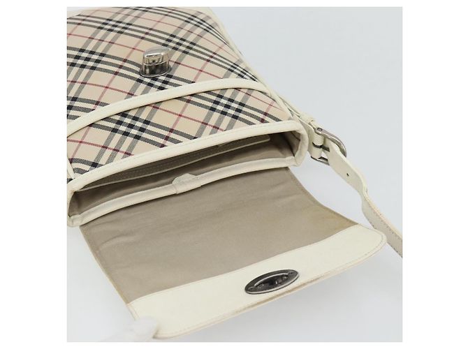 Borsa a Spalla BURBERRY Nova Check in Tela Avorio Argento Auth BA12921 Crudo - vista 14
