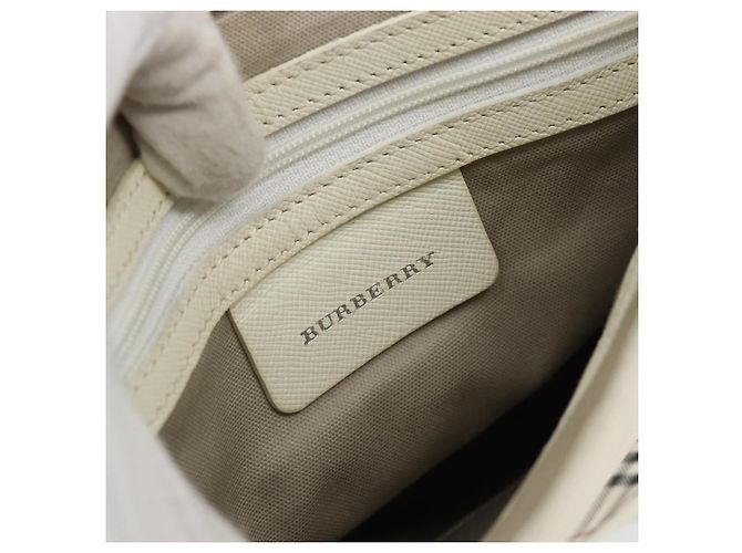 Borsa a Spalla BURBERRY Nova Check in Tela Avorio Argento Auth BA12921 Crudo - vista 15