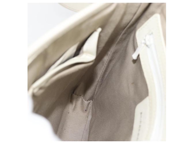 Borsa a Spalla BURBERRY Nova Check in Tela Avorio Argento Auth BA12921 Crudo - vista 18