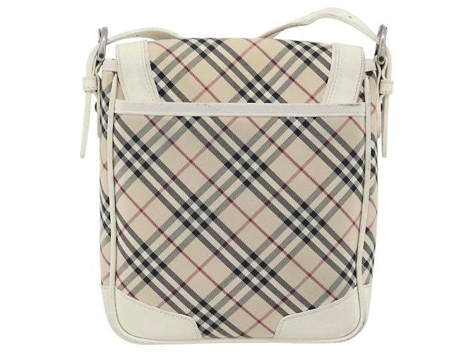 Borsa a Spalla BURBERRY Nova Check in Tela Avorio Argento Auth BA12921 Crudo - vista 3