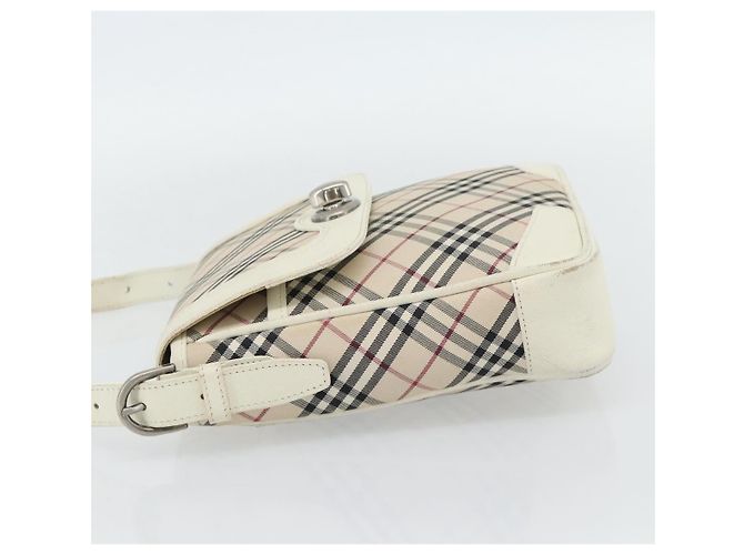 Borsa a Spalla BURBERRY Nova Check in Tela Avorio Argento Auth BA12921 Crudo - vista 4