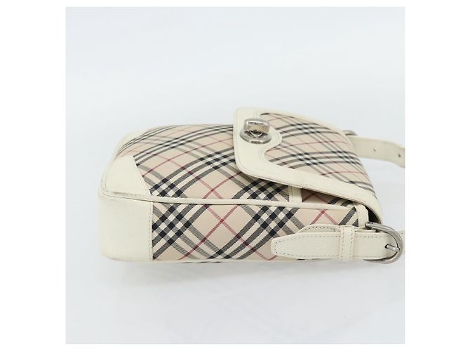 Borsa a Spalla BURBERRY Nova Check in Tela Avorio Argento Auth BA12921 Crudo - vista 5