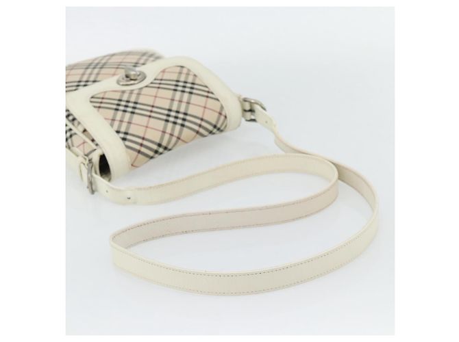 Borsa a Spalla BURBERRY Nova Check in Tela Avorio Argento Auth BA12921 Crudo - vista 7