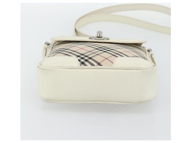 Borsa a Spalla BURBERRY Nova Check in Tela Avorio Argento Auth BA12921 Crudo - vista 9