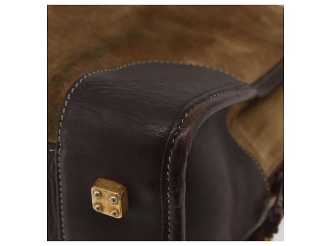 Borsa LOEWE Amazona 32 in scamosciato marrone oro Auth 181358 D'oro - vista 16