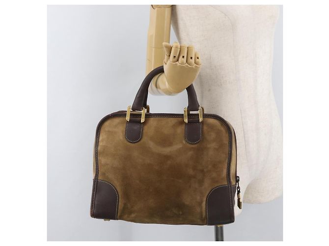 Borsa LOEWE Amazona 32 in scamosciato marrone oro Auth 181358 D'oro - vista 23