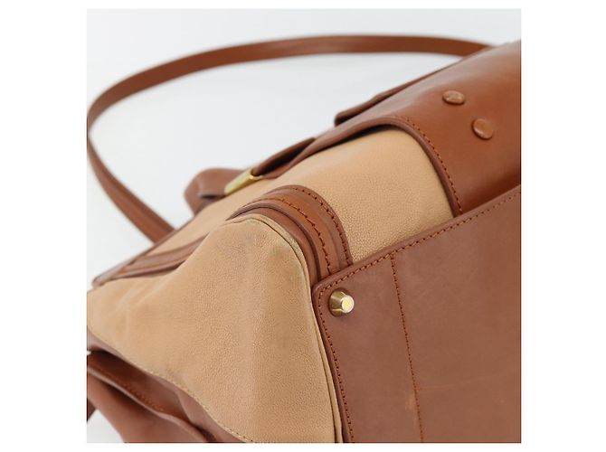 Chloé Borsa Chloe Alice in Pelle 2way Marrone Oro beige Auth ka4362 D'oro - vista 13