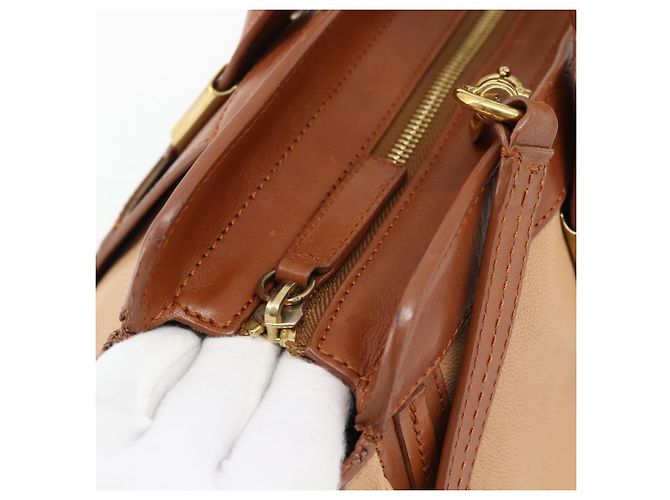 Chloé Borsa Chloe Alice in Pelle 2way Marrone Oro beige Auth ka4362 D'oro - vista 16