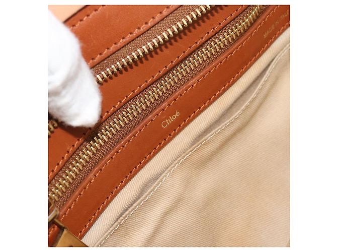 Chloé Borsa Chloe Alice in Pelle 2way Marrone Oro beige Auth ka4362 D'oro - vista 17