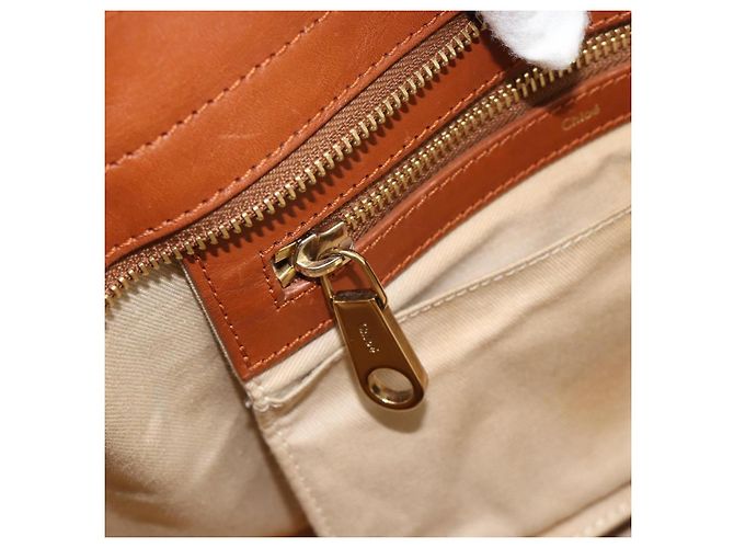 Chloé Borsa Chloe Alice in Pelle 2way Marrone Oro beige Auth ka4362 D'oro - vista 21