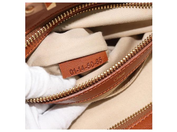 Chloé Borsa Chloe Alice in Pelle 2way Marrone Oro beige Auth ka4362 D'oro - vista 23