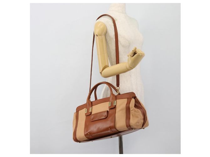 Chloé Borsa Chloe Alice in Pelle 2way Marrone Oro beige Auth ka4362 D'oro - vista 26