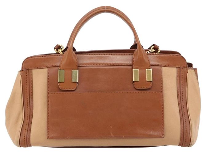 Chloé Borsa Chloe Alice in Pelle 2way Marrone Oro beige Auth ka4362 D'oro - vista 3