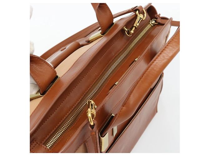 Chloé Borsa Chloe Alice in Pelle 2way Marrone Oro beige Auth ka4362 D'oro - vista 6