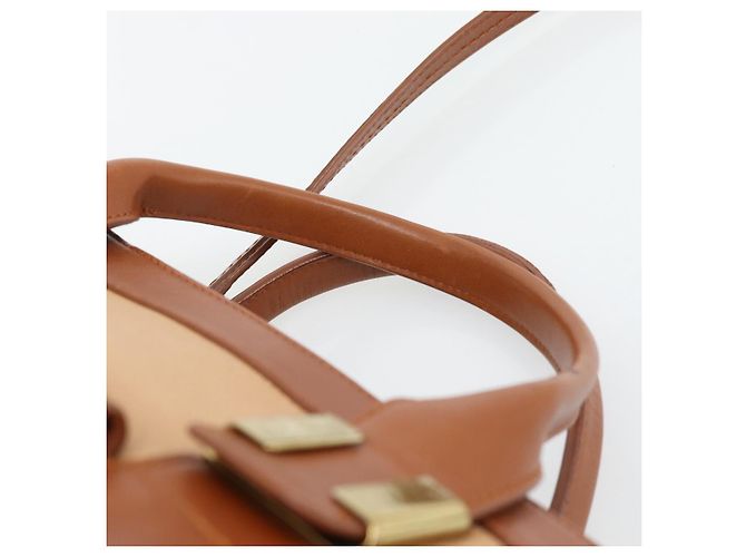Chloé Borsa Chloe Alice in Pelle 2way Marrone Oro beige Auth ka4362 D'oro - vista 8