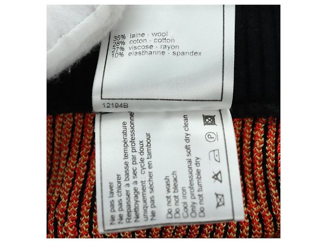 Falda CHANEL de punto de lana negra CC Auth 179649M Negro - vista 7