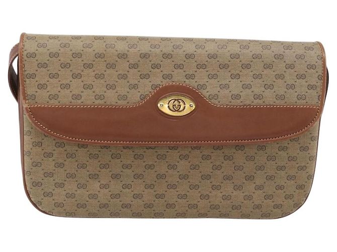 Borsa a tracolla GUCCI Micro GG Supreme PVC Beige Gold 004 106 0024 Auth ka4373 D'oro - vista 2