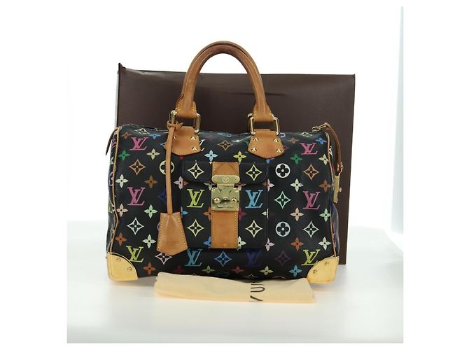 LOUIS VUITTON Borsa Monogram Multicolor Speedy 30 Black M92642 Auth BA12818V Nero - vista 12