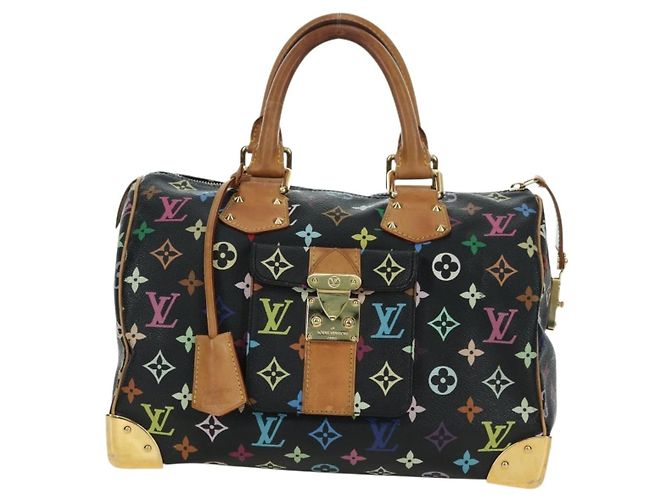 LOUIS VUITTON Borsa Monogram Multicolor Speedy 30 Black M92642 Auth BA12818V Nero - vista 13