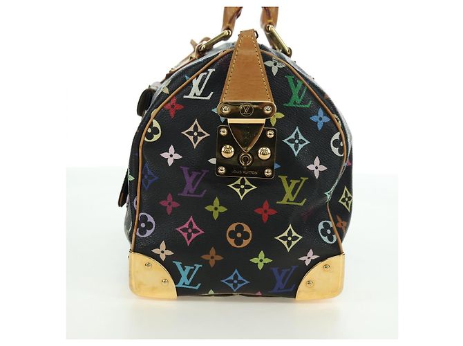 LOUIS VUITTON Borsa Monogram Multicolor Speedy 30 Black M92642 Auth BA12818V Nero - vista 3
