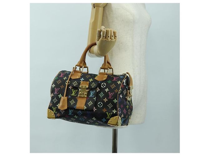 LOUIS VUITTON Borsa Monogram Multicolor Speedy 30 Black M92642 Auth BA12818V Nero - vista 31