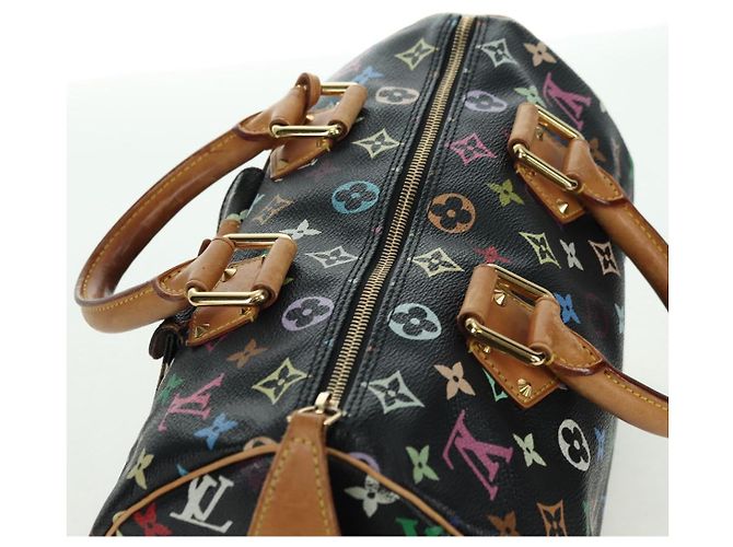 LOUIS VUITTON Borsa Monogram Multicolor Speedy 30 Black M92642 Auth BA12818V Nero - vista 6