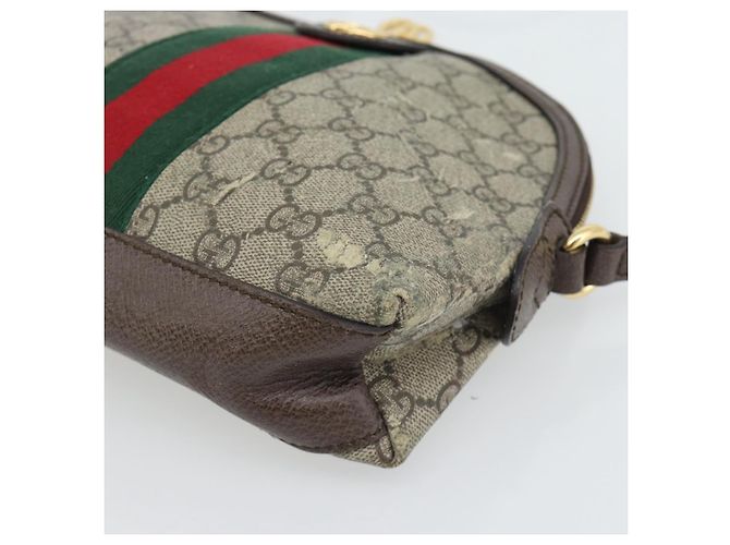 Borsa GUCCI GG Supreme Web Sherry Line Ophidia in PVC Beige Oro 499621 Auth 180447 - vista 10