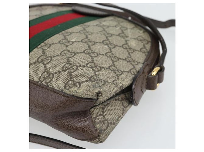 Borsa GUCCI GG Supreme Web Sherry Line Ophidia in PVC Beige Oro 499621 Auth 180447 - vista 12