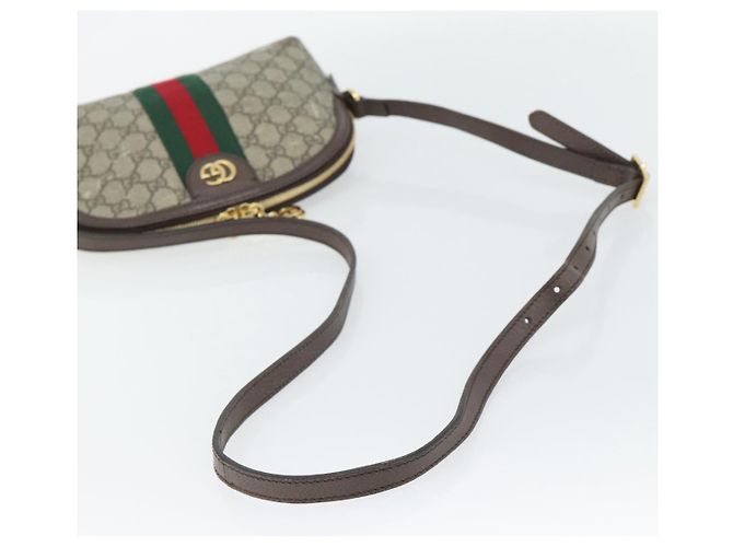 Borsa GUCCI GG Supreme Web Sherry Line Ophidia in PVC Beige Oro 499621 Auth 180447 - vista 7