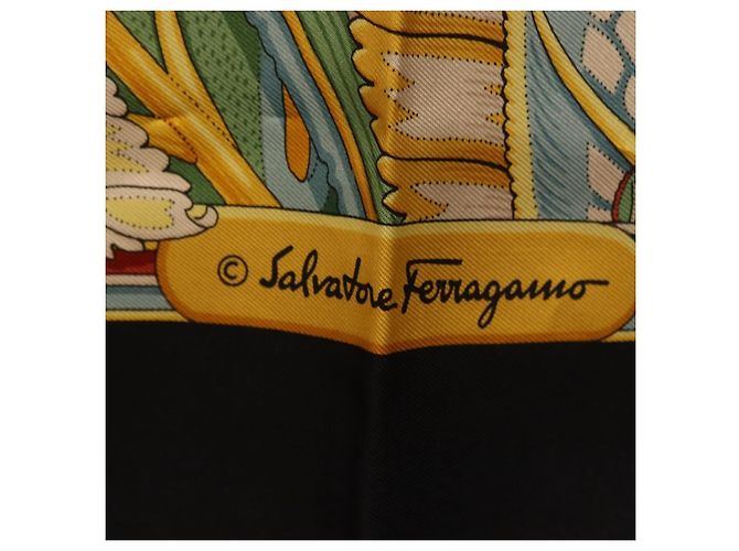 Salvatore Ferragamo Schal Seide Navy Auth am11615A Marineblau - Ansicht 11